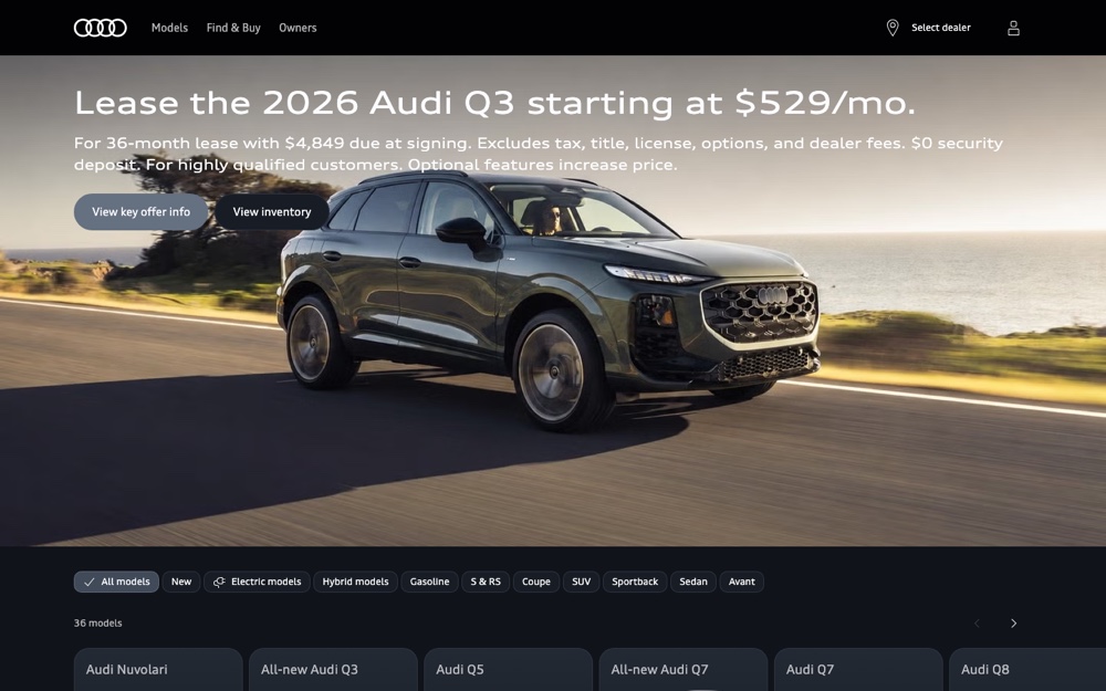 Audi original landing page
