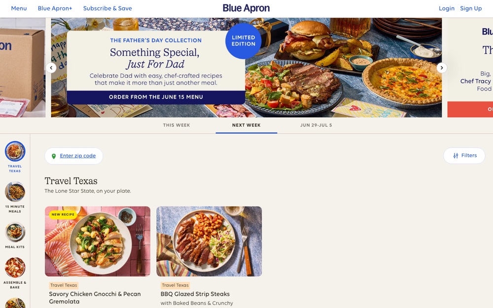 Blue Apron original landing page