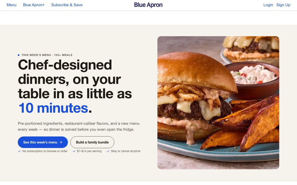 Blue Apron landing page redesigned by LyFTE