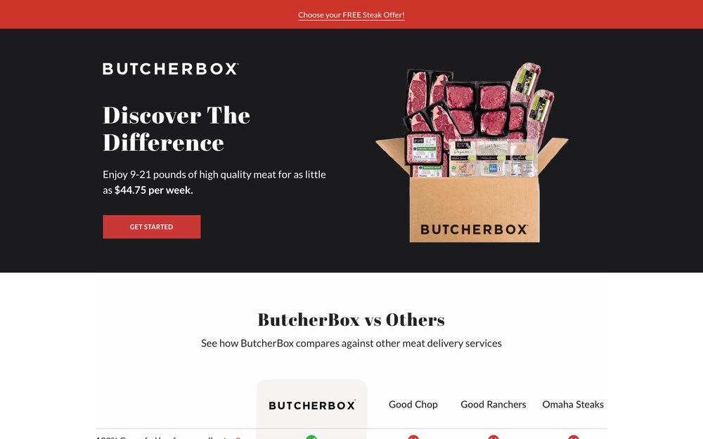ButcherBox original landing page