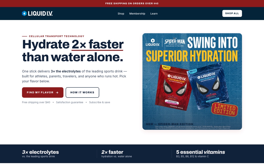 Liquid I.V. landing page redesigned by LyFTE