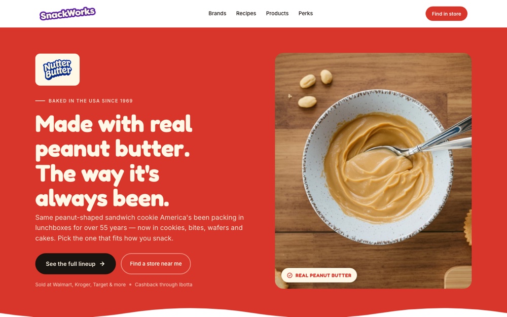 Nutter Butter landing page redesigned by LyFTE